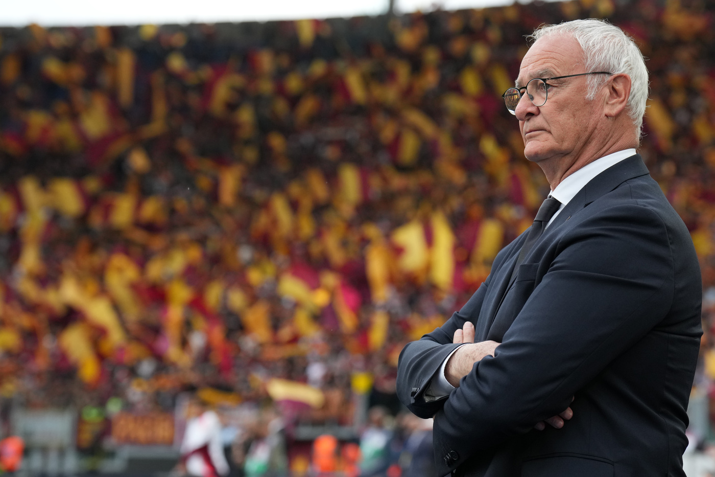 L'allenatore della Roma Claudio Ranieri nell'area tecnica all'Olimpico per Roma-Fiorentina Atalantalive.it